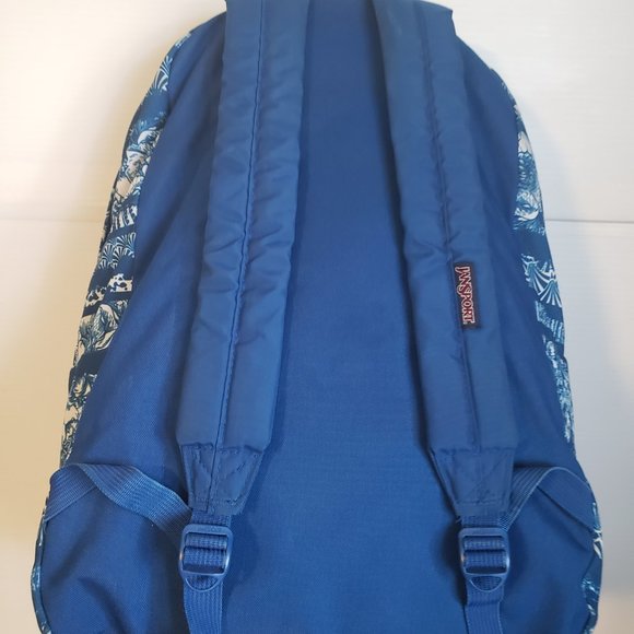 JANSPORT Backpack pattern blue white solid color back shoulder straps bags - Picture 4 of 14